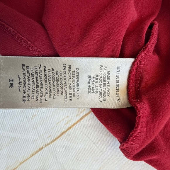 Burberry Red Top with Plaid Cuffs - Picture 9 of 11